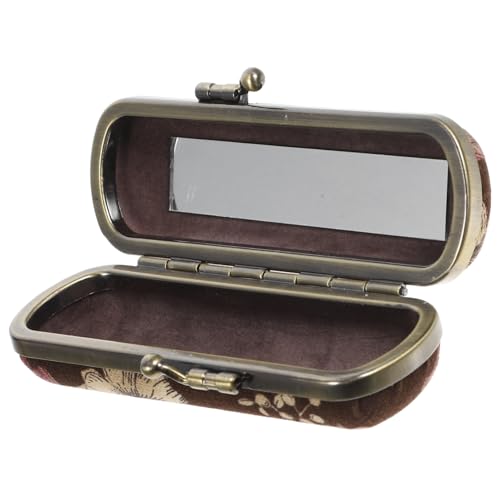 Garneck Kleiner Lippenstift Organizer Mit Spiegel Tragbare Lippenstiftbox Für Damen Vintage Lippenstifthalter Mit Blumenmuster Robuste Aluminiumlegierung Für Handtaschen Und Reisen von Garneck