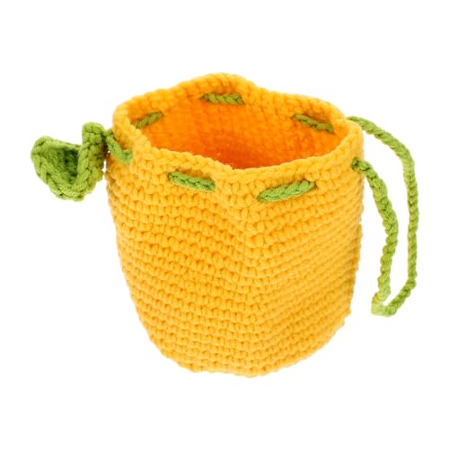 Garneck Kleines Gehäkeltes Geldbeutel mit Kordelzug Handgefertigte Stricktasche für Damen Kompakte Münzbörse aus Stabilem Material Vielseitig für Kleingeld und Lippenstift Leichter von Garneck