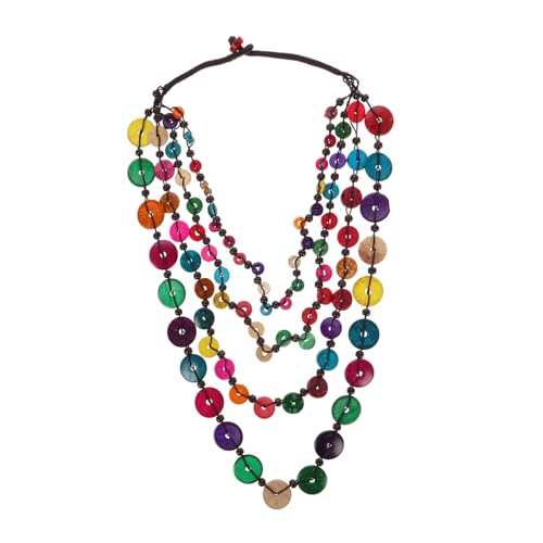 Garneck Kokosnussschalen Halskette für Damen und Herren Handgefertigter Schmuck im Retro Stil Strand Accessoires für Partys und Freizeitaktivitäten Leicht und von Garneck