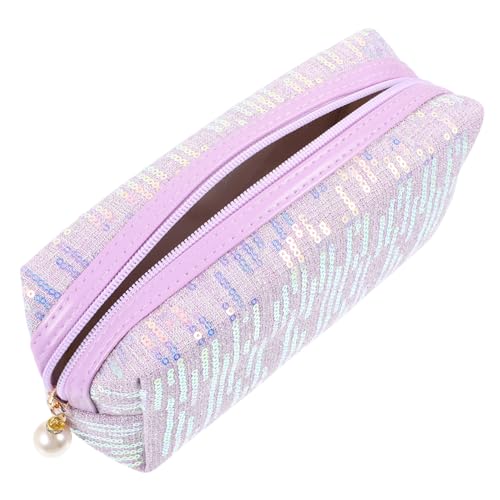 Garneck Kosmetiktasche Pailletten Für Reisen Große Kapazität Reisetasche Für Damen Tragbare Make up Tasche Für Toilettenartikel Süß Violett von Garneck