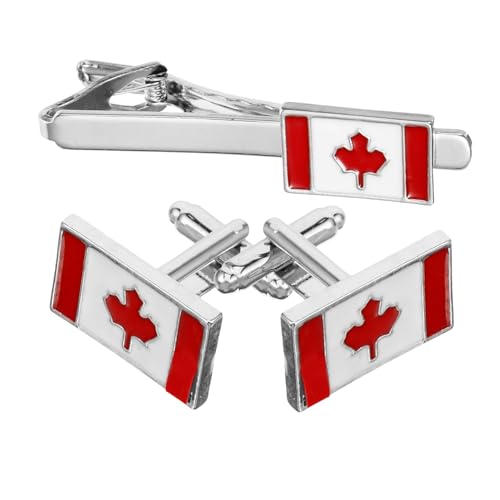 Garneck Krawattenclip und Manschettenknöpfen mit Flaggenmuster für Männer Metall Krawattennadel und Manschettenknöpfe Stilvolle Accessoires für Formelle Anlässe von Garneck