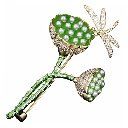 Garneck Kreative Lotus Brosche mit Libelle Grüne Damen Anstecknadel Langlebiger Legierung Elegant und Retro Geeignet für Kleidung Taschen Hüte und Besondere Anlässe Wie Hochzeit und Party von Garneck