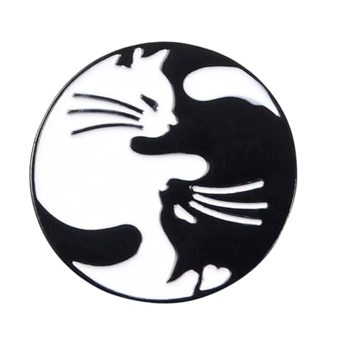 Garneck Kreative Schwarze Weiße Katzenbrosche aus Langlebiger Legierung Leichtes Glänzendes Anstecknadel Accessoire für Jeans Kleidung und Taschen Niedliche Cartoon Dekoration für Alltag von Garneck
