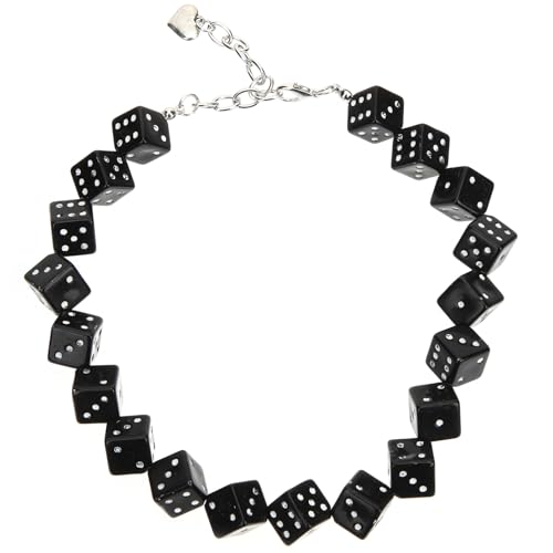 Garneck Kreative Würfel Halskette Elastisch Acryl Dice Anhänger Unisex Modisches Schmuckstück Geburtstagsgeschenk für Frauen Clavicle Choker von Garneck