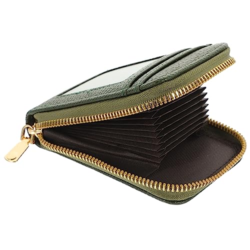 Garneck Kreditkartenetui RFID Kompakte Geldbörse PU Material Tragbare Kartenhalter für Reisen Vielseitiger Kartenorganizer Edlem Dunkelgrün von Garneck