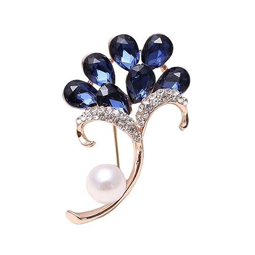 Garneck Kristallbrosche Tintenblau Legierungsbrosche für Schal Tasche und Kleidung Roségold Stilvolles Accessoire für Damenbekleidung Schmucknadel für Besondere Anlässe von Garneck