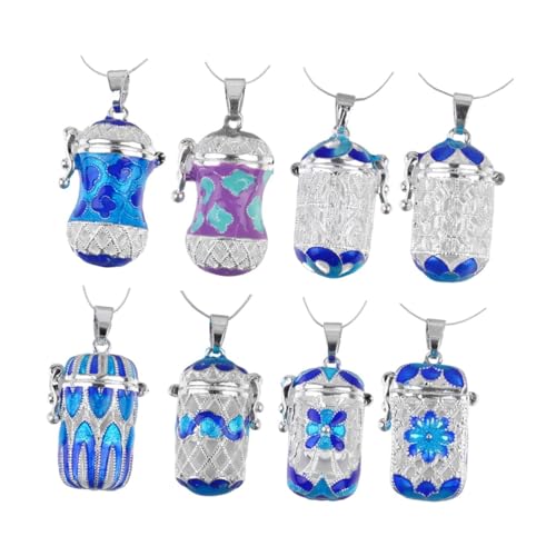 Garneck Kupferlegierung Aromatherapie Anhänger Hohl Eckig Duftöl Halter zum Befüllen Langlebiger DIY Parfüm Schmuckanhänger für Damen Geschenkidee Muttertag Geburtstag Blau von Garneck