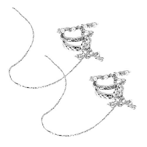 Garneck Lange Ohrklemme mit Strass nicht Piercend Leichte Ohrclips für Damen Modisches Ohrkettchen Langlebige Komfortabel für Partys und Alltag Teiliges in Silber von Garneck