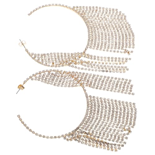 Garneck Runde Gold Creolen Mit Glitzer-ketten Und Quaste Für Damen Funkelnde Statement-ohrringe von Garneck