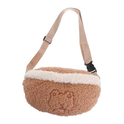 Garneck Leichte Bauchtasche mit Niedlichem Bärenmuster Weichem Plüsch Praktischem Stauraum für Damen für Alltag Reisen und Shopping Robuste Verarbeitung Khakifarbener Hüftbeutel von Garneck