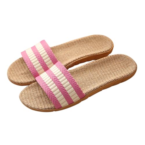 Garneck Leichte Baumwollhausschuhe Damen Rutschfest Flache Sohle Atmungsaktive Sommer Slippers Indoor Paarhausschuhe für Frühling und Herbst von Garneck