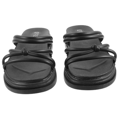 Garneck Leichte Damen Sandalen Sommer Outdoor Strandschuhe mit Rutschfester Gummisohle und Bequemer Hautfreundlicher Innensohle Modische Flache Pantoletten in Schwarz Geeignet für von Garneck