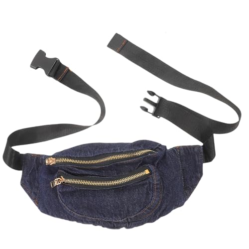 Garneck Leichte Jeans Umhängetasche Tragbare Hüfttasche für Frauen Dunkelblau Verstellbar Elastischer Bund für Alltag und Reisen als Brusttasche oder Bauchtasche von Garneck
