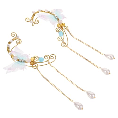 Garneck Leichte Zarte Schmetterlings Ohrringe mit Perlen Ohrclips für Damen und Mädchen Ohrschmuck für Alltag Party Cosplay und Besondere Anlässe Hautfreundlich und Zufällige Farbe von Garneck