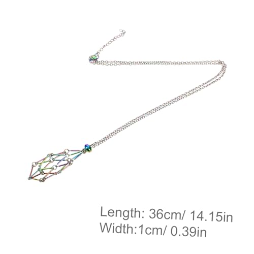 Garneck Leichter Kristallanhänger Käfig Metall mit Holzperlen Verstellbarem Band Leerem Steinhalter für Damen Eleganter Schmuckanhänger für Boho und DIY Ketten Robust und Langlebig von Garneck
