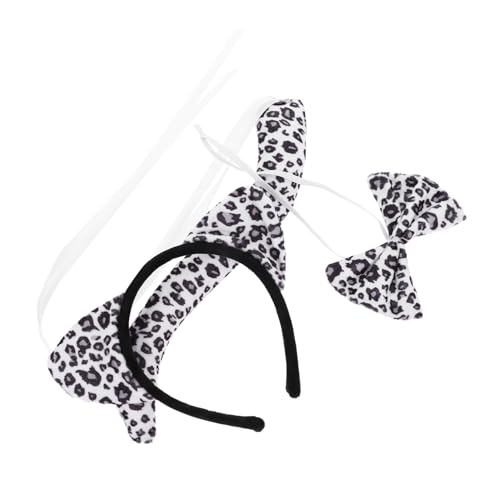 Garneck Leopard Ohren Haarreif Set mit Schleife und Leichtes Schneeleopard Kostüm Zubehör für Halloween Party Cosplay und Tierkostüme Verstellbar und für Frauen von Garneck