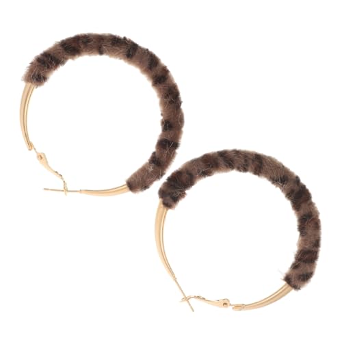 Garneck Leopardenmuster Creolen Ohrringe Damen Punk Stil Flauschig Leichtgewichtiger Schmuck Modisch Vielseitig für Alltag und Party von Garneck