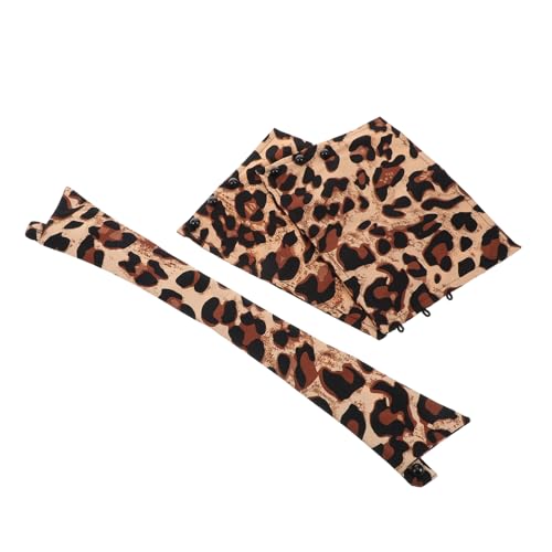 Garneck Leopardenmuster Fake Blusenkragen Set mit Spitzem Stehkragen und Abnehmbaren Handärmeln Damen Modisches Accessoire für Vielseitige Outfits und Layered Look von Garneck
