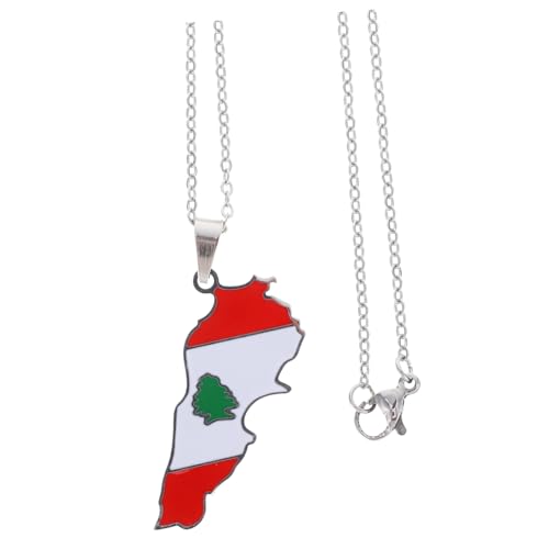 Garneck Libanon Flaggen anhänger Halskette Edelstahl Legierung Damen Herren Schmuck Stilvoll Langlebig Komfortabel von Garneck