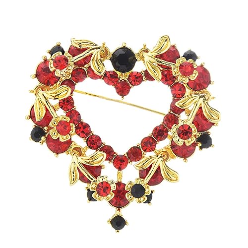 Garneck Liebesherz Brosche mit Strass Einfache Schöne Anstecknadel für Kleidung Schal Tasche Damen Schmuck Leichte Langlebige Dekoratives Accessoire von Garneck