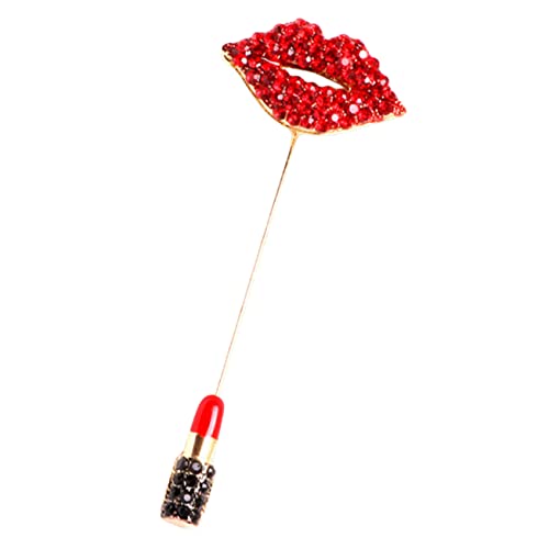 Garneck Lippenstift Brosche für Frauen Strassverzierte Anstecknadel für Rucksäcke Kleidung und Hüte Exquisites Design als für von Garneck