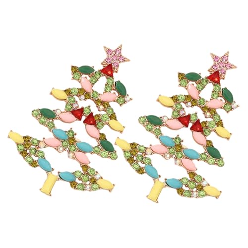Garneck Luxuriöse Weihnachts Ohrringe mit Farbigen Strasssteinen Leichte Schicke Dangle Ohrhänger Festlicher Schmuck für Damen Vielseitig Kombinierbar Weihnachtsbaum Designs von Garneck