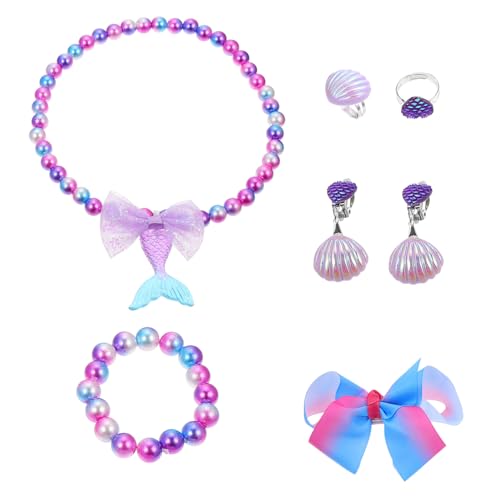 Garneck Mädchen Schmuckset Teilig Meerjungfrau Design mit Halskette Armband Ring Ohrringe für Party Geburtstag Reise von Garneck