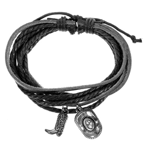 Garneck Männer Lederarmband im Cowboy Stil Mehrschichtiges Armband mit Cowboyhut und Stiefel Hochwertige und Herren Dekoration für von Garneck