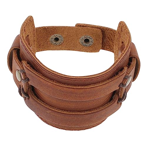 Garneck Lederarmband Herren Retro Punk Breites Armband Echtem Handgelenk Schmuck für Hip Hop und Clubs Garneck Lederarmband Herren Retro Punk Breites Armband Echtem Handgelenk Schmuck für Hip Hop und Clubs von Garneck