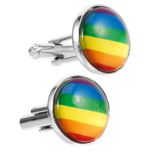 Garneck Manschettenknöpfe Für Herren Einzigartige Anzugschmuck Für Männer Klassische Regenbogen-manschettenknöpfe Zum Tragen Mit Hemden von Garneck