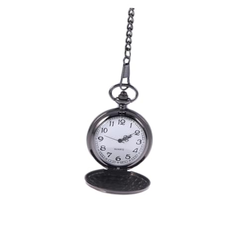 Garneck Mechanische Taschenuhr Herren Vintage Stil Schwarzes Edelstahlgehäuse Römische Anzeige Runde Anzeige Abnehmbare Kette Robust Für Alltag und von Garneck