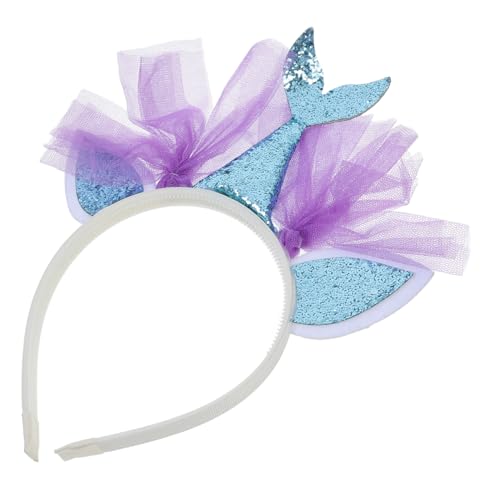 Garneck Meerjungfrau Haarreif Für Kinder - Glitzernder Haarschmuck Mit Seestern Und Mesh Für Partys - Cosplay Und Unterwasser Themenfeiern Blau 1 Stück von Garneck