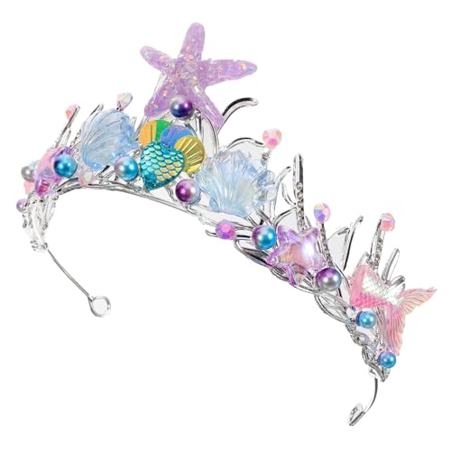 Garneck Meerjungfrau Tiara Haarreif mit Funkelnden Strasssteinen Leichtes Stirnband für Damen und Mädchen Vielseitiger Kopfschmuck für Meerjungfrau Party Kostüm Geburtstag und von Garneck