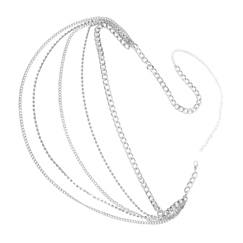 Garneck Mehrlagiger Taillenkettengürtel Damen Leichter Metallgürtel mit Funkelnden Strasssteinen Verstellbare Bauchkette als Schmuckaccessoire für Abendkleider und Alltagslooks von Garneck
