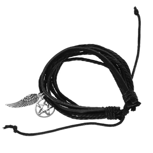 Garneck Mehrlagiges Wickelarmband mit Flügel Pentagramm anhänger Modisches Armband für Herren und Damen Einzigartiges Design Vielseitig Tragbar bei Alltag und Party von Garneck