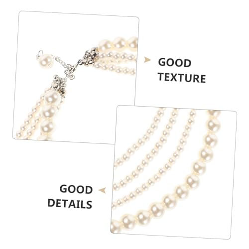 Garneck Mehrschichtige Perlenkette Damen Vintage Stil Faux Perlen Choker Halskette Modisch Mehrlagig Perlen Schmuck für Festliche Anlässe und Partys von Garneck