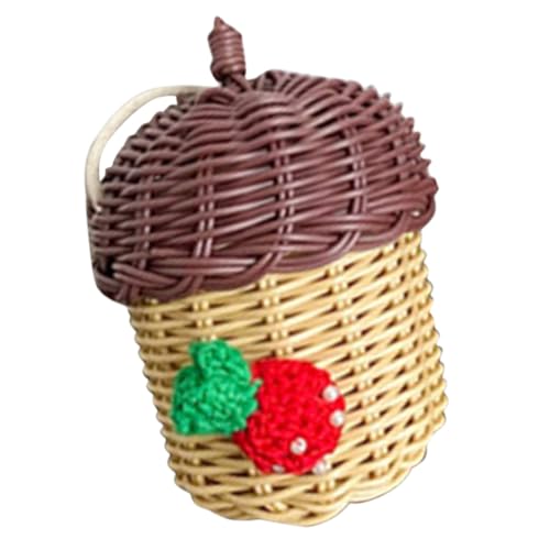 Garneck Mini Strohtasche Damen Umhängetasche Nussförmig Handgefertigt Leicht Elegant Für Foto Requisiten Strand Party Accessoire von Garneck