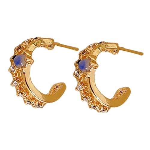 Garneck Minimalistische C Förmige Creolen Ohrringe mit Strasssteinen Offene Halbreifen für Damen Langlebige Metalllegierung Vielseitiger Schmuck für Hochzeit Alltag und von Garneck