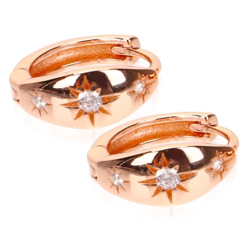 Garneck Minimalistische Kleine Ohrringe mit Funkelnden Strasssteinen Roségoldfarben Leichte Ohrstecker für Frauen Eleganter Schmuck für Hochzeit und Dezenter Statement Look von Garneck