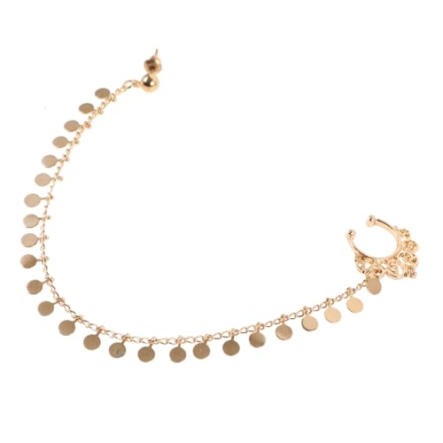 Garneck Minimalistischer Nasenring mit Anhänger Ohrclip ohrring für Frauen Langlebiger Goldfarbener Schmuck mit Quasten design für Festivals Partys und Besondere Anlässe von Garneck