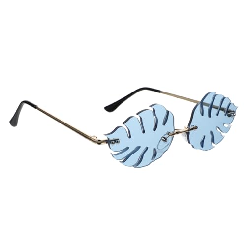 Garneck Mode Sonnenbrille Baumblattform Blau Randlos Party Foto Brille Unregelmäßiges Design Für Damen Herren von Garneck