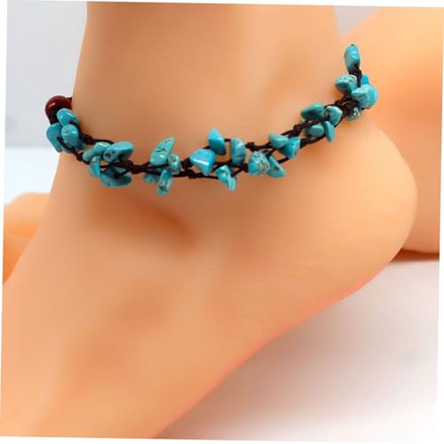 Garneck Modische Boho Fußkette Damen Kreative Geflochtene Fußkettchen mit Kieselstein Anhänger Verstellbar Langlebig Fußschmuck für Sommer Strand und Alltag von Garneck