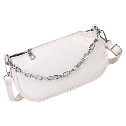 Garneck Modische Damen Crossbody Tasche PU Schultertasche Retro Messenger Bag Weiß Verstellbar Vielseitig für Alltag Party Strand Shopping von Garneck