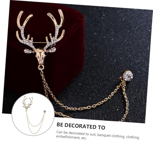 Garneck Modische Herren Anzugbrosche mit Elch motiv Goldfarbene Strass steine Leichte Langlebige Metalllegierung Elegante Anstecknadel für Karriere Business outfits Geschenk für Männer von Garneck