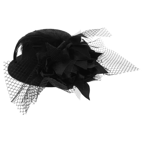 Garneck Mini Schwarz Haarspange Hut Mit Blumendekor Fascinator Für Damen Mini Fascinator Clip Aus Strapazierfähigem Flanell Und Satin von Garneck