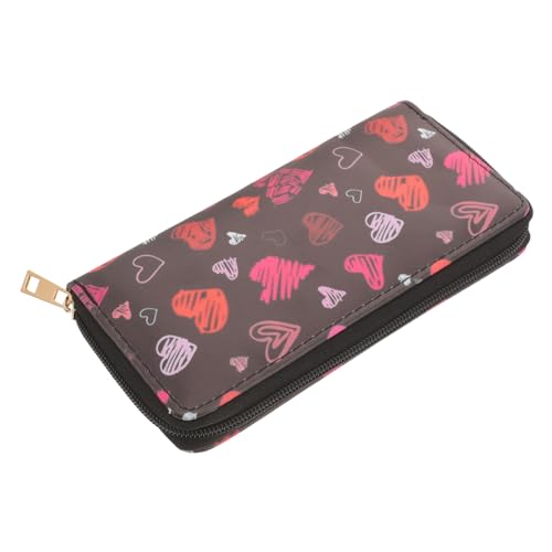Garneck Multifunktionale Damen Geldbörse Lang mit Reißverschluss Herzmuster PU Material Langlebig und Leicht zu Reinigen Vielseitiges Portemonnaie für Alltag und Reisen von Garneck