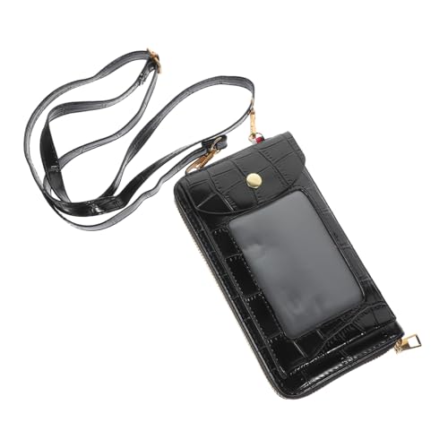 Garneck Multifunktionale Damen Handtasche Schultertasche Mini Umhängetasche Schwarz mit Durchsichtigem Sichtfenster Strapazierfähigem Stoff und Geräumigem Innenfach für Handy Karten und von Garneck