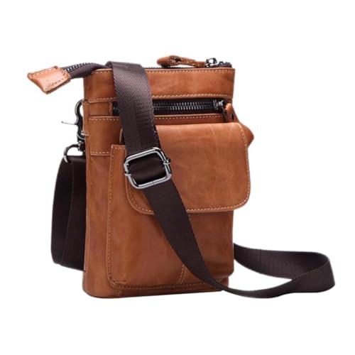 Garneck Multifunktionale Herren Umhängetasche mit Reißverschluss Leichte Business Crossbody Tasche für Reisen Outdoor Freizeit und Alltag Braune Single Shoulder Geldbörse mit Großem von Garneck