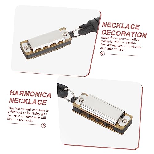 Garneck Mundharmonika Kette Vintage Mini Instrument Anhänger Halskette für Frauen Männer Leicht Stilvolles Schmuckstück Schwarz von Garneck
