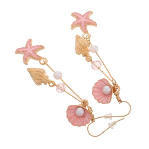 Garneck Muschelohrringe Damen Sommer Ohrhänger mit Künstlicher Perle und Meeresschnecken Anhänger Leichter Schmuck für Strandurlaub und Alltag Modisches Accessoire von Garneck